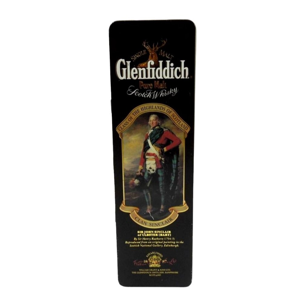 Glenfiddich Scotch Whisky Black Tin Clan Sinclair Vintage